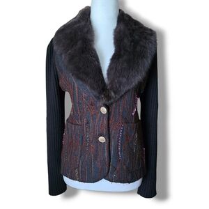 Finette Statement Jacket with Faux Fur Collar